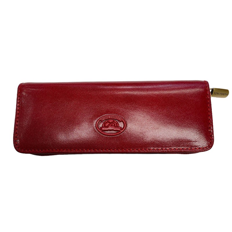 Etui zippé pour 3 stylos rouge fermé