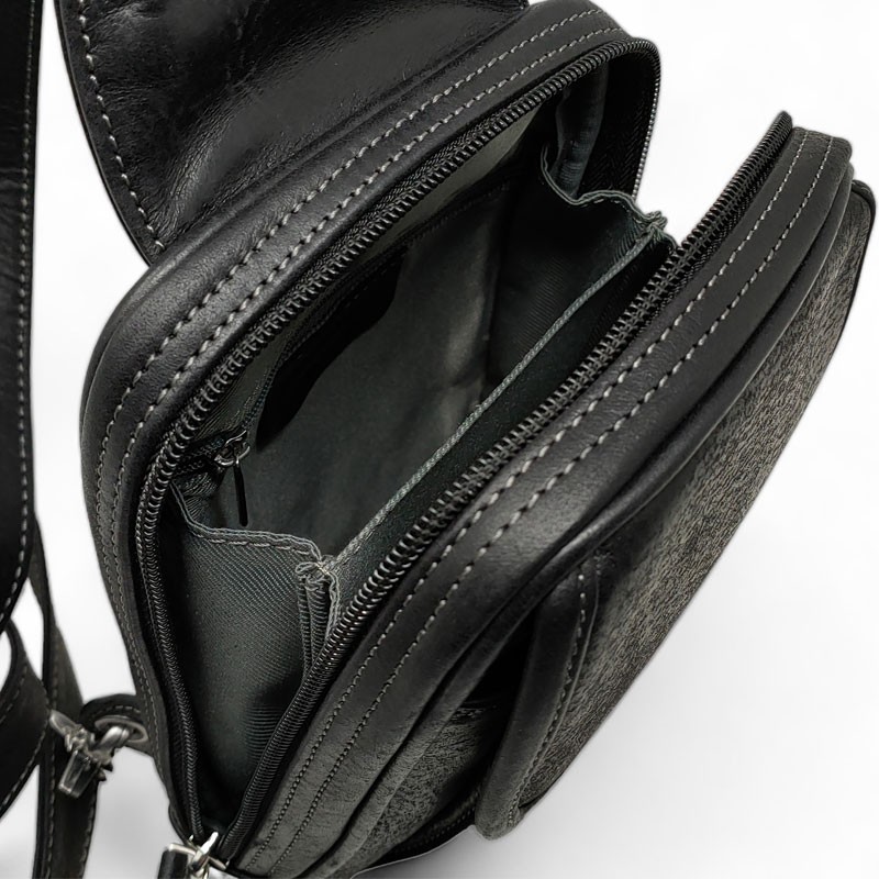 Sac holster homme Gérard Henon 8150 Sahara noir dessus ouvert