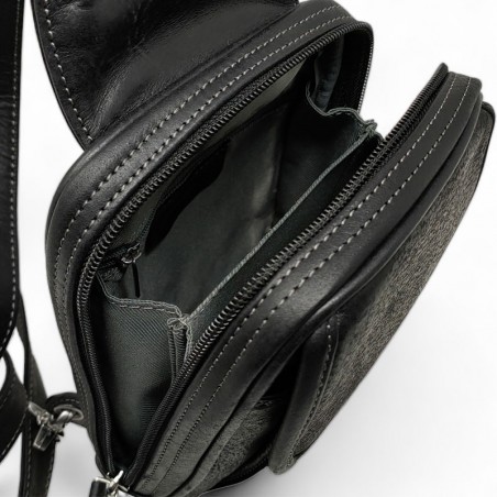 Sac holster homme Gérard Henon 8150 Sahara noir dessus ouvert