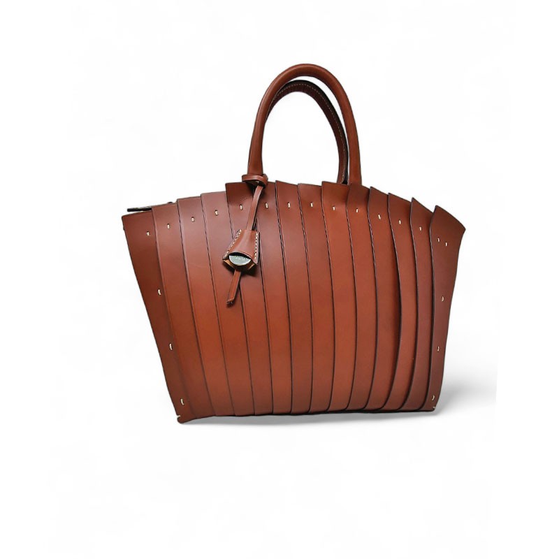 sac shopping porté main 07392 BOLDRINI cognac face
