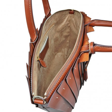 sac shopping porté main 07392 BOLDRINI cognac ouvert