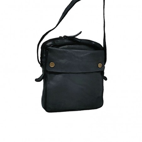 sac homme cuir souple noir face