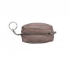 Porte monnaie en grain de café marron chocolat vue de face avec anneau pour clés