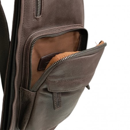 GERARD HENON Sacoche monobretelle 7158 VINTAGE marron foncé poche avant