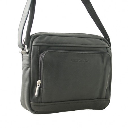 Sacoche pour tablette en cuir vieilli Arthur&Aston noir face