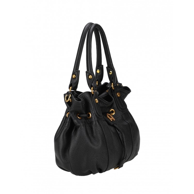 Sac porté épaule Arthur&Aston taille M noir vue de côté