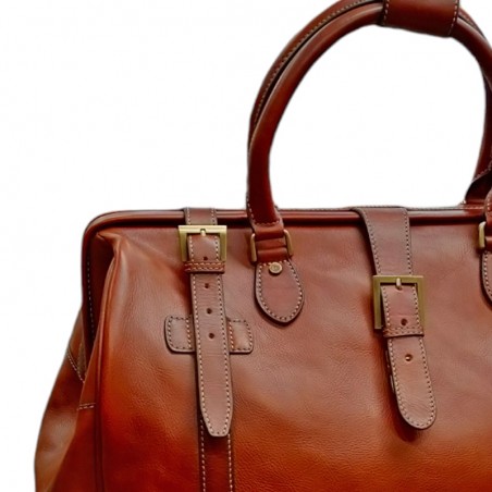 Sac de voyage en cuir KATANA marron détail 33154