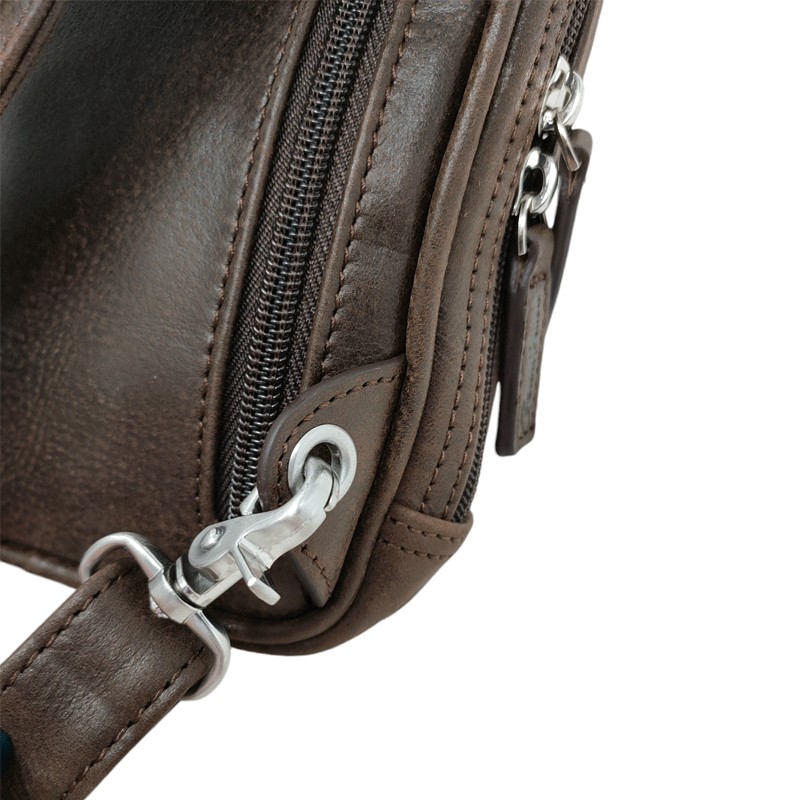 Sac holster homme Gérard Henon 8150 Sahara marron foncé détail
