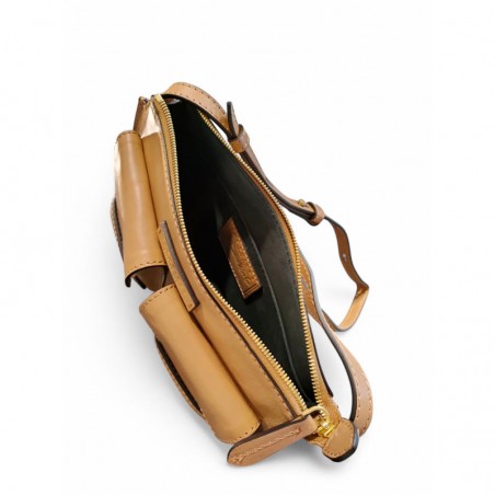Sac trotteur zippé THE BRIDGE beige ouvert