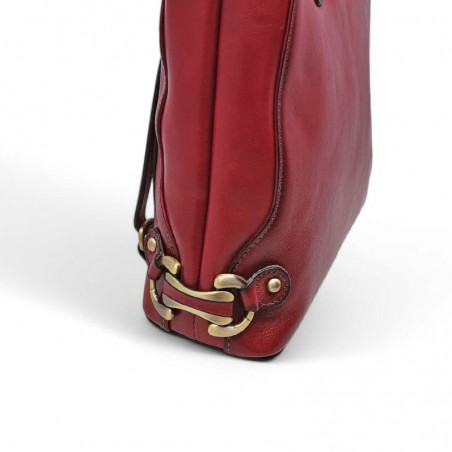 Sac a dos transformable épaule pour dame cuir KATANA 82612 rouge détail