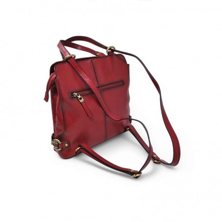 Sac a dos transformable épaule pour dame cuir KATANA 82612 rouge dos