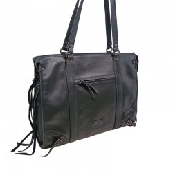 sac lycée A4 noir face Mocca cuir