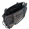 sac lycée A4 noir ouvert Mocca cuir