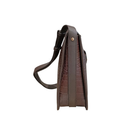 Sac bandoulière POURCHET ligne Bride croco coté