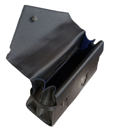 LE TANNEUR Sac EMILIE double rabat 1014 NOIR ouvert