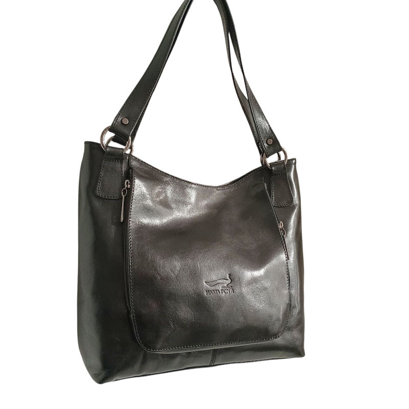 Marta ponti sac épaule noir face
