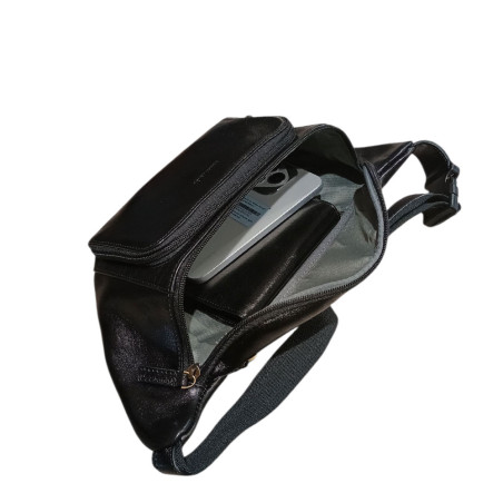 Sac banane HENON noir ouvert