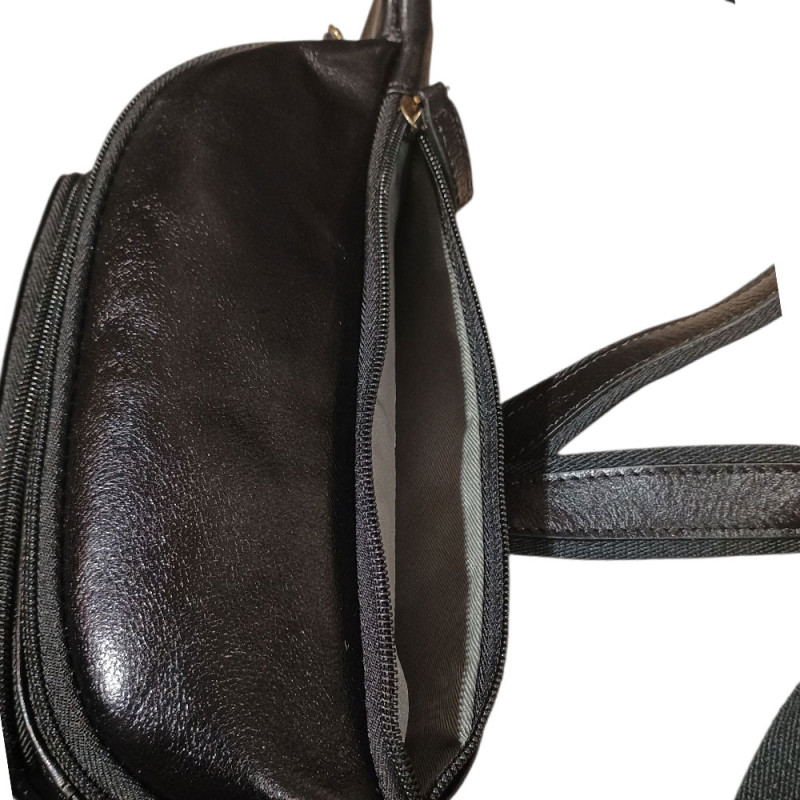 Sac banane HENON noir poche plaquée 2200