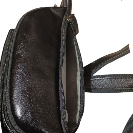 Sac banane HENON noir poche plaquée 2200