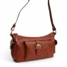 Sac baguette en cuir, à poches POURCHET 26016 marron photo de face