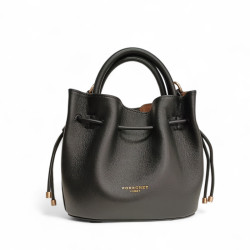 Petit sac bourse POURCHET en cuir de vachette 26001, couleur noir face