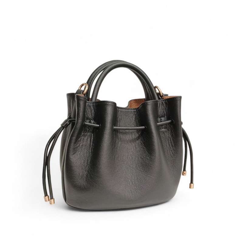 Petit sac bourse POURCHET en cuir de vachette 26001, couleur noir vue dos