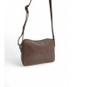 Sac travers cuir brillant made in france by FRANDI taupe vue face2