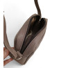 Sac travers cuir brillant made in france by FRANDI taupe vue int