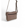 Sac travers cuir brillant made in france by FRANDI taupe vue dos