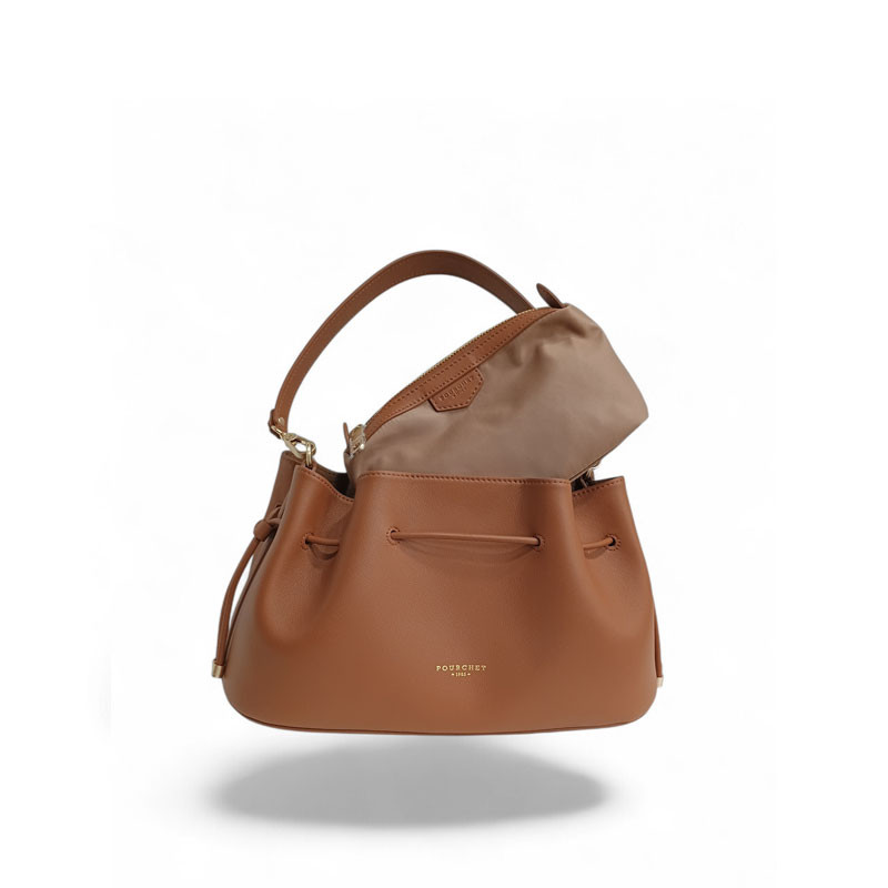 Sac Pourchet FLORIN 26003 cognac avec sa pochette intérieure