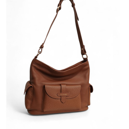 POURCHET Sac besace à poches REPORTER cognac face