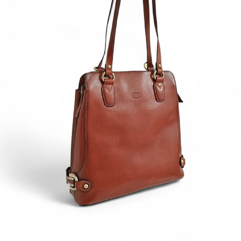 Sac a dos transformable épaule pour dame cuir KATANA 82612 cognac face