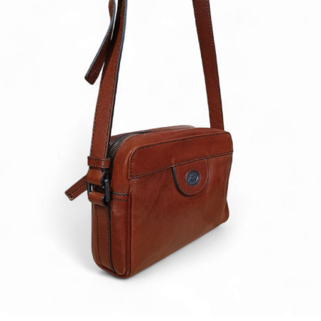 Sac  bandoulière homme Horizontal cuir 053104 marron coté