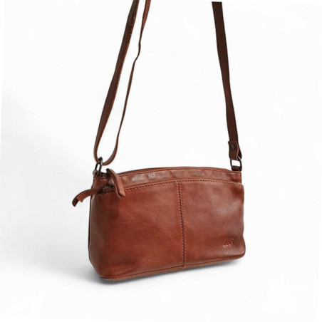 Bear Design Bag DANIELLE sac cuir bandoulière cognac face