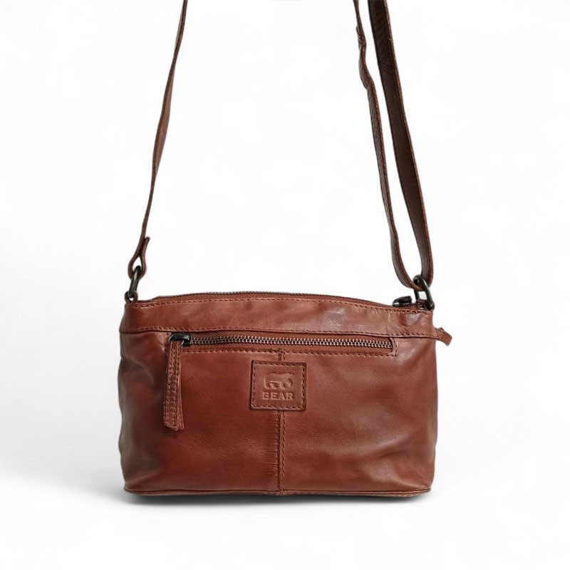 Bear Design Bag DANIELLE sac cuir bandoulière cognac dos