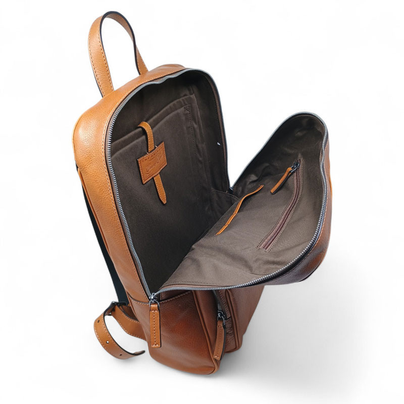 Sac a dos cuir The Bridge 063105 naturel ouvert