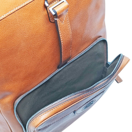 Sac a dos cuir The Bridge 063105 naturel detail avant