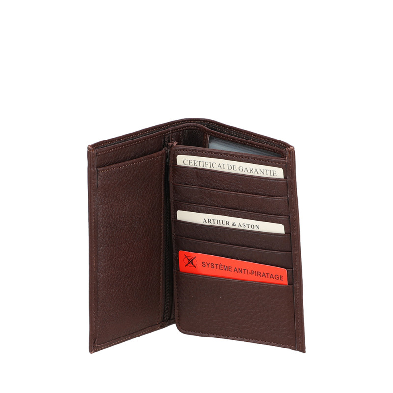 Arthur aston portefeuille ANGE 805 chataigne ouvert