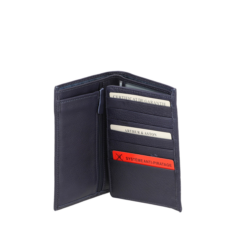 Arthur aston portefeuille ANGE 805 marine ouvert