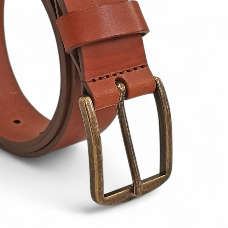 Ceinture mixte cuir brut Made in France marron 2