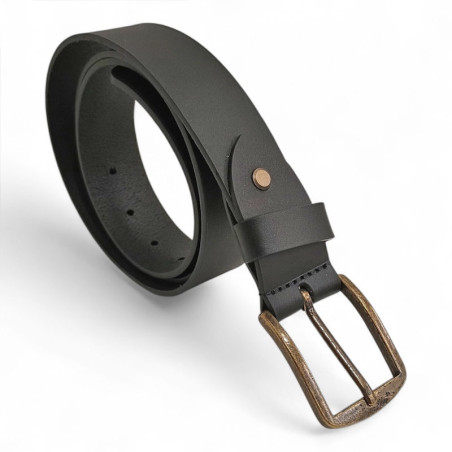 Ceinture mixte cuir brut Made in France marron 2