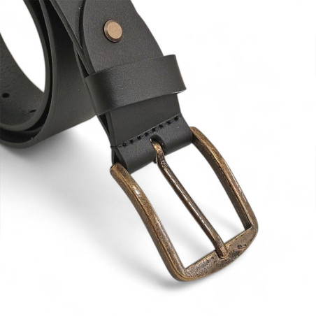 Ceinture mixte cuir brut Made in France marron 3