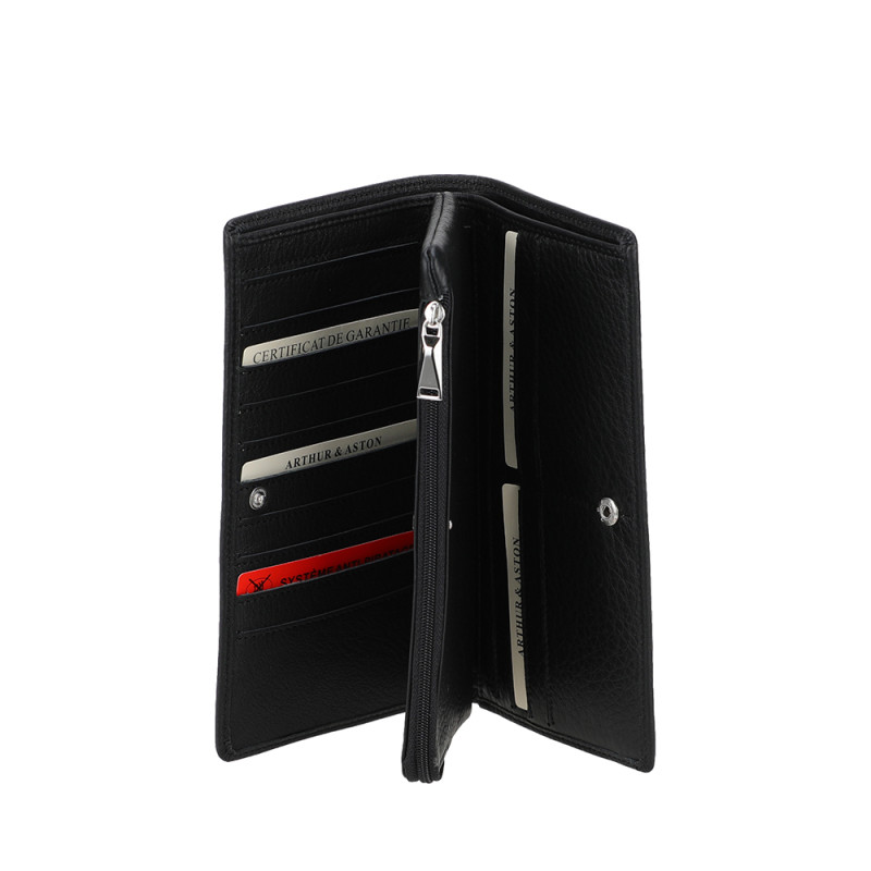 PORTEFEUILLE tout en un Arthur aston cuir noir ouvert