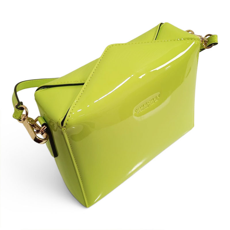 POURCHET Petit sac CASSETTA vernis fluo dessus