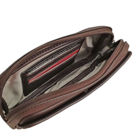 Grande poche ceinture cuir DANNY chataigne 2602-10 ouvert