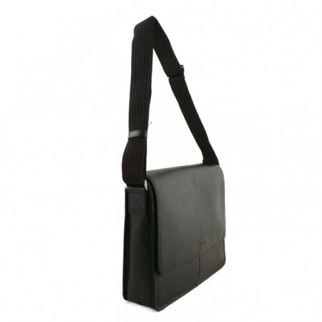 sac besace cuir grainé noir detail