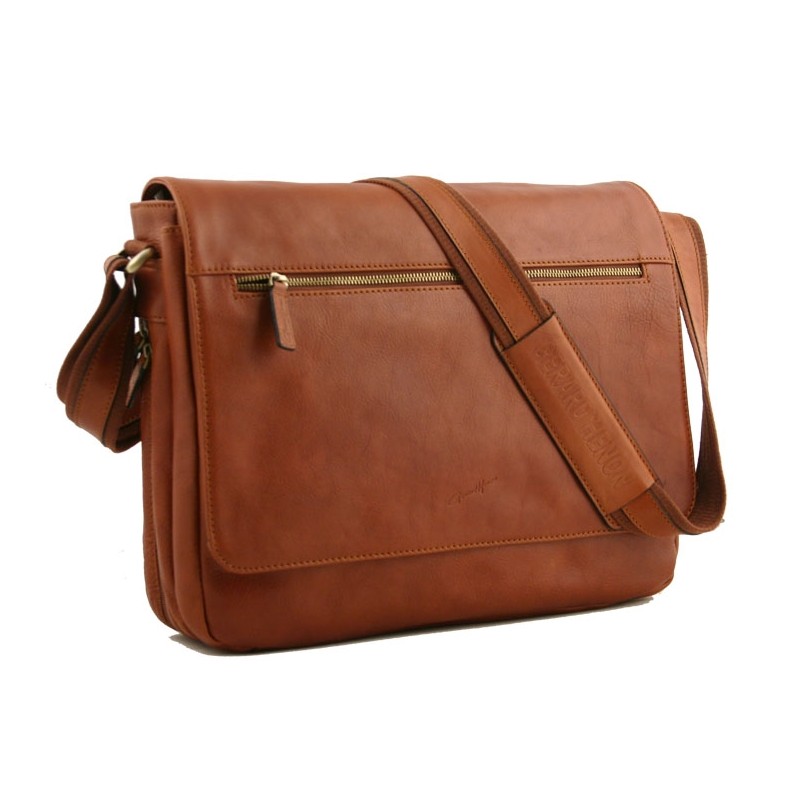 Sac besace ordinateur G. Hénon 5273 marron face