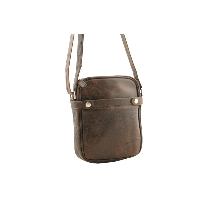 Sacoche 8153 cuir vintage Gérard Hénon chocolat face
