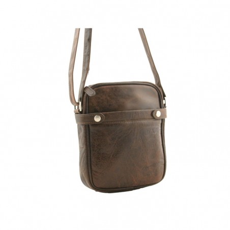 Sacoche 8153 cuir vintage Gérard Hénon chocolat face