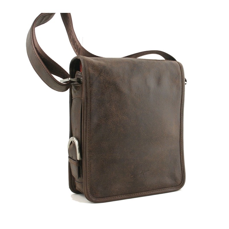 Sac besace rabat long G.Hénon 8151 marron foncé